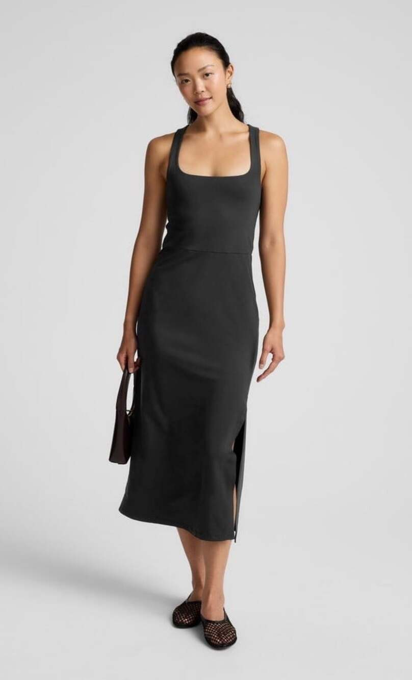 Beyond Yoga Spacedye Icon Midi Dress Sleeveless Color Darkest Night Black Med